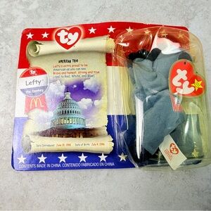 Ty Beanie Babies McDonald’s American Trio Lefty Donkey 1996 w/ Original Package